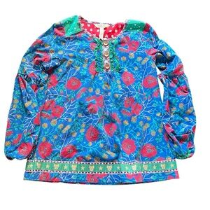 Matilda Jane Make Believe I Believe Tunic Long Sleeve Boho Blue Girls Size 10